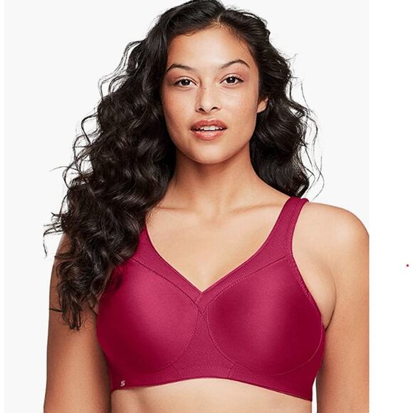 NWOT Glamorise Full Figure MagicLift Seamless Wirefree Sports Bra 44D Ruby Red - Picture 1 of 9